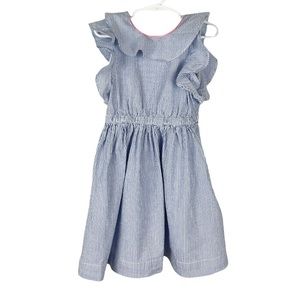 J Crew Crewcuts Seersucker Girls Ruffle Dress Size 6